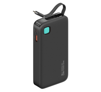 USAMS power bank CD224 με καλώδιο USB-C, 2x θύρες εξόδου, 10000mAh, 20W, μαύρο