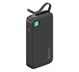 USAMS power bank CD225 με καλώδιο Lightning, 2x θύρες εξόδου, 10000mAh, 20W, μαύρο