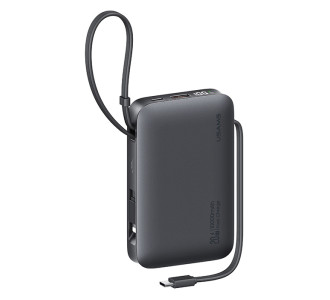 USAMS power bank CD228 με 2x καλώδια, 2x θύρες εξόδου, 10000mAh, 20W, γκρι