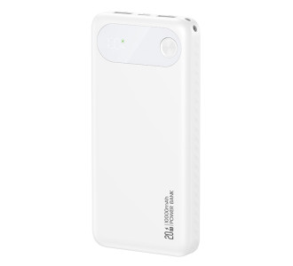 USAMS power bank CD249 με οθόνη, 3x θύρες εξόδου, 10000mAh, PD20W, λευκό