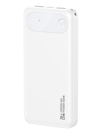 USAMS power bank CD249 με οθόνη, 3x θύρες εξόδου, 10000mAh, PD20W, λευκό