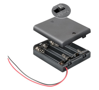 GOOBAY θήκη μπαταρίας 11473 με διακόπτη, για 4x AA μπαταρίες, μαύρη