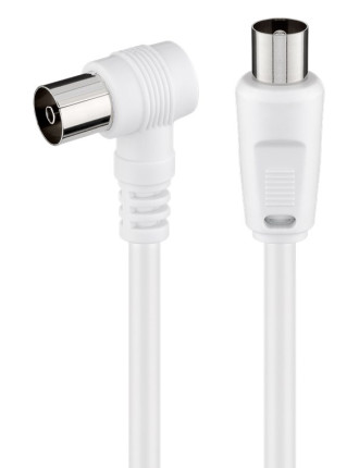 GOOBAY καλώδιο κεραίας αρσενικό σε θηλυκό 11712, γωνιακό, 1.5m, λευκό