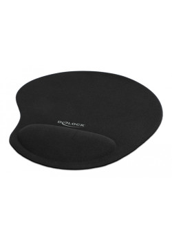 DELOCK mousepad 12040 με gel στήριγμα καρπού, 230 x 202mm, μαύρο