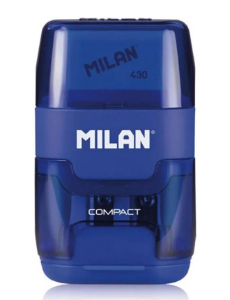 MILAN ξύστρα μολυβιών με κάδο & γόμα 1204703116, μπλε