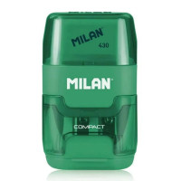 MILAN ξύστρα μολυβιών με κάδο & γόμα 1204703116, πράσινη