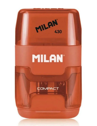 MILAN ξύστρα μολυβιών με κάδο & γόμα 1204703116, πορτοκαλί