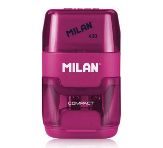 MILAN ξύστρα μολυβιών με κάδο & γόμα 1204703116, ροζ