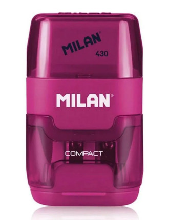 MILAN ξύστρα μολυβιών με κάδο & γόμα 1204703116, ροζ