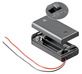 GOOBAY θήκη μπαταρίας με διακόπτη 12443, 2x AA LR6, αδιάβροχη, μαύρη