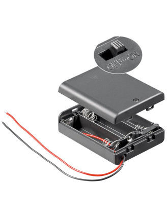 GOOBAY θήκη μπαταρίας με διακόπτη 12445, 3x AA LR6, αδιάβροχη, μαύρη