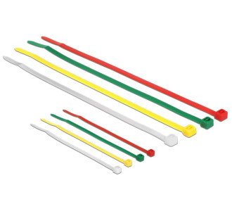 DELOCK δεματικά καλωδίων 18628, 100x2.5mm & 200x3.6mm χρωματιστά, 200τμχ