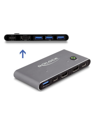 DELOCK HDMI KVM switch 18647 με 4x θύρες USB 5Gbps, 8K/30Hz, γκρι DELOCK HDMI KVM switch 18647 με 4x θύρες USB 5Gbps, 8K/30Hz, γκρι