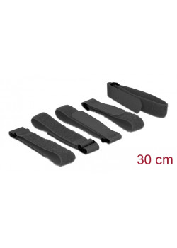 DELOCK ιμάντες τύπου Velcro 18704, 30 x 2cm, μαύρος, 5τμχ