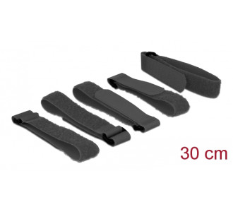 DELOCK ιμάντες τύπου Velcro 18704, 30 x 2cm, μαύρος, 5τμχ