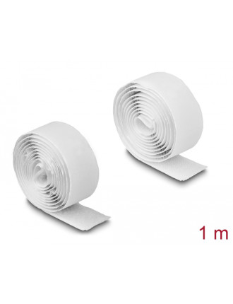 DELOCK αυτοκόλλητη ταινία τύπου Velcro 19061, 1mx20mm, λευκή