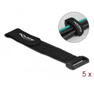 DELOCK ιμάντες τύπου velcro 19531, 190 x 25mm, μαύρος, 5τμχ