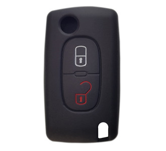 Θήκη κλειδιού για αυτοκίνητα Peugeot 2009-02, εύκαμπτη, μαύρη