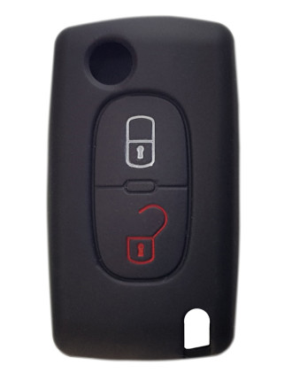 Θήκη κλειδιού για αυτοκίνητα Peugeot 2009-02, εύκαμπτη, μαύρη
