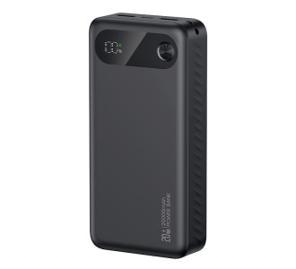 USAMS power bank CD251 με οθόνη, 3x θύρες εξόδου, 20000mAh, PD20W, μαύρο