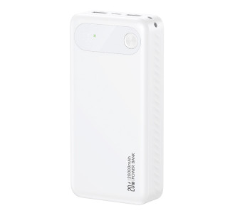 USAMS power bank CD251 με οθόνη, 3x θύρες εξόδου, 20000mAh, PD20W, λευκό