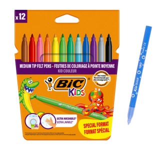 BIC σετ χρωματιστών μαρκαδόρων ζωγραφικής 216010322 KID Couleur, 12τμχ BIC σετ χρωματιστών μαρκαδόρων ζωγραφικής 216010322 KID Couleur, 12τμχ