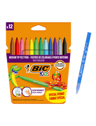 BIC σετ χρωματιστών μαρκαδόρων ζωγραφικής 216010322 KID Couleur, 12τμχ