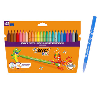 BIC σετ χρωματιστών μαρκαδόρων Kid Couleur, ultra washable, 24τμχ
