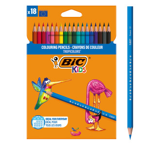 BIC σετ χρωματιστές ξυλομπογιές Kids Tropicolors, εξάγωνες, 18τμχ BIC σετ χρωματιστές ξυλομπογιές Kids Tropicolors, εξάγωνες, 18τμχ