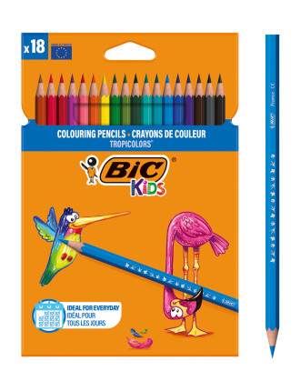 BIC σετ χρωματιστές ξυλομπογιές Kids Tropicolors, εξάγωνες, 18τμχ BIC σετ χρωματιστές ξυλομπογιές Kids Tropicolors, εξάγωνες, 18τμχ