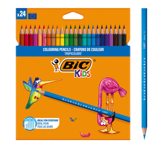 BIC σετ χρωματιστές ξυλομπογιές Kids Tropicolors, εξάγωνες, 24τμχ BIC σετ χρωματιστές ξυλομπογιές Kids Tropicolors, εξάγωνες, 24τμχ