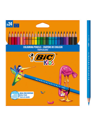 BIC σετ χρωματιστές ξυλομπογιές Kids Tropicolors, εξάγωνες, 24τμχ BIC σετ χρωματιστές ξυλομπογιές Kids Tropicolors, εξάγωνες, 24τμχ