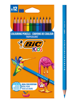 BIC σετ χρωματιστές ξυλομπογιές Kids Tropicolors, εξάγωνες, 12τμχ BIC σετ χρωματιστές ξυλομπογιές Kids Tropicolors, εξάγωνες, 12τμχ