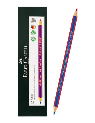 FABER CASTELL ξυλομπογιά με διπλή μύτη 224116000, εξάγωνο, μπλε/κόκκινο, 12τμχ