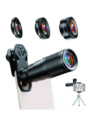 APEXEL σετ φακών για smartphone 22X105-4IN1 με τρίποδο, 4 σε 1, 22x zoom APEXEL σετ φακών για smartphone 22X105-4IN1 με τρίποδο, 4 σε 1, 22x zoom