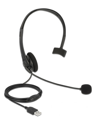 DELOCK headphones με μικρόφωνο 27177, mono, USB, volume control, μαύρα DELOCK headphones με μικρόφωνο 27177, mono, USB, volume control, μαύρα