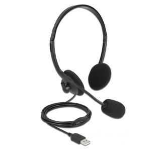 DELOCK headphones με μικρόφωνο 27178, stereo, USB, volume control, μαύρα DELOCK headphones με μικρόφωνο 27178, stereo, USB, volume control, μαύρα