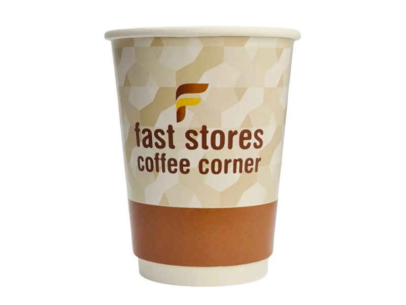 FAST STORES COFFEE CORNER χάρτινα ποτήρια καφέ 12oz, χωρίς καπάκι, 25τμχ