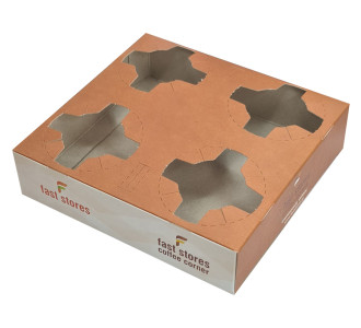 FAST STORES & COFFEE CORNER χάρτινη ποτηροθήκη, 4 θέσεων, 50τμχ FAST STORES & COFFEE CORNER χάρτινη ποτηροθήκη, 4 θέσεων, 50τμχ