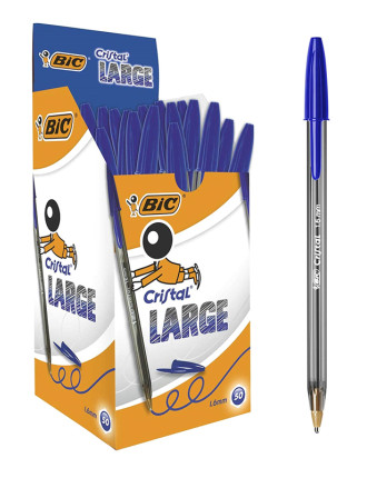 BIC στυλό διαρκείας Cristal Lagre με μύτη 1.6mm, μπλε, 50τμχ