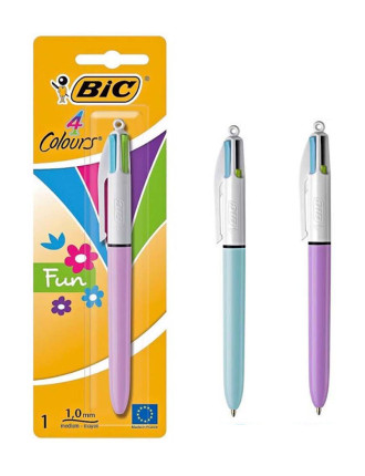 BIC στυλό διαρκείας 4 Colours Fun, 1mm μύτη, πολύχρωμο μελάνι, διάφορα χρώματα, 1τμχ
