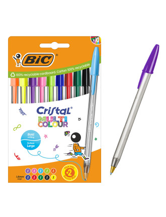 BIC στυλό διαρκείας ballpoint Cristal Multicolour, 1.6mm μύτη, διάφορα χρώματα, 10τμχ