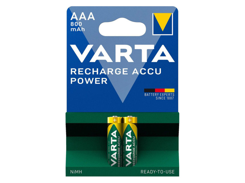 VARTA επαναφορτιζόμενες μπαταρίες λιθίου, AAA, 800mAh, 1.2V, 2τμχ