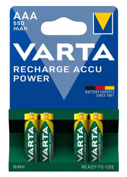 VARTA επαναφορτιζόμενες μπαταρίες λιθίου, AAA, 550mAh, 1.2V, 4τμχ