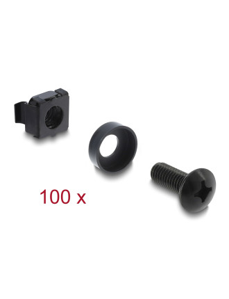 DELOCK σετ βίδες με παξιμάδια 42434 για rack, M6/16mm, μαύρο, 100τμχ