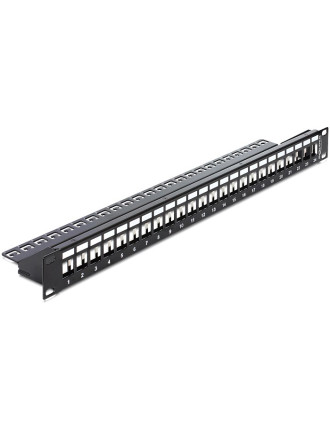 DELOCK keystone patch panel 43277, 19"/1U, 24 ports, μαύρο