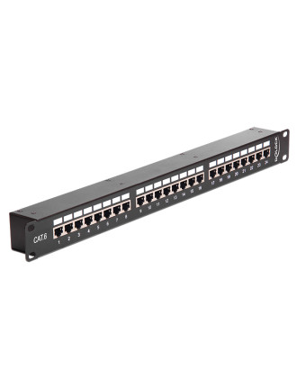 DELOCK patch panel 43295, 19"/1U, CAT 6, 24x coupler RJ45 ports, μαύρο