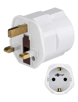 GOOBAY αντάπτορας ρεύματος από UK σε German type 45353, 13A, λευκό GOOBAY αντάπτορας ρεύματος από UK σε German type 45353, 13A, λευκό