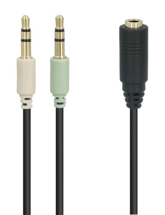 GOOBAY καλώδιο 3.5mm 4pin σε 2x 3.5mm 3pin 48980, 0.4m, μαύρο