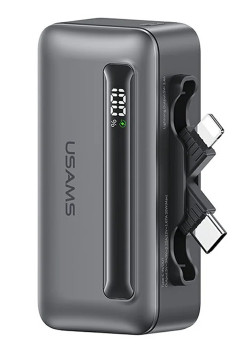 USAMS power bank CD233, USB-C/Lightning έξοδος, 4500mAh, 20W, γκρι